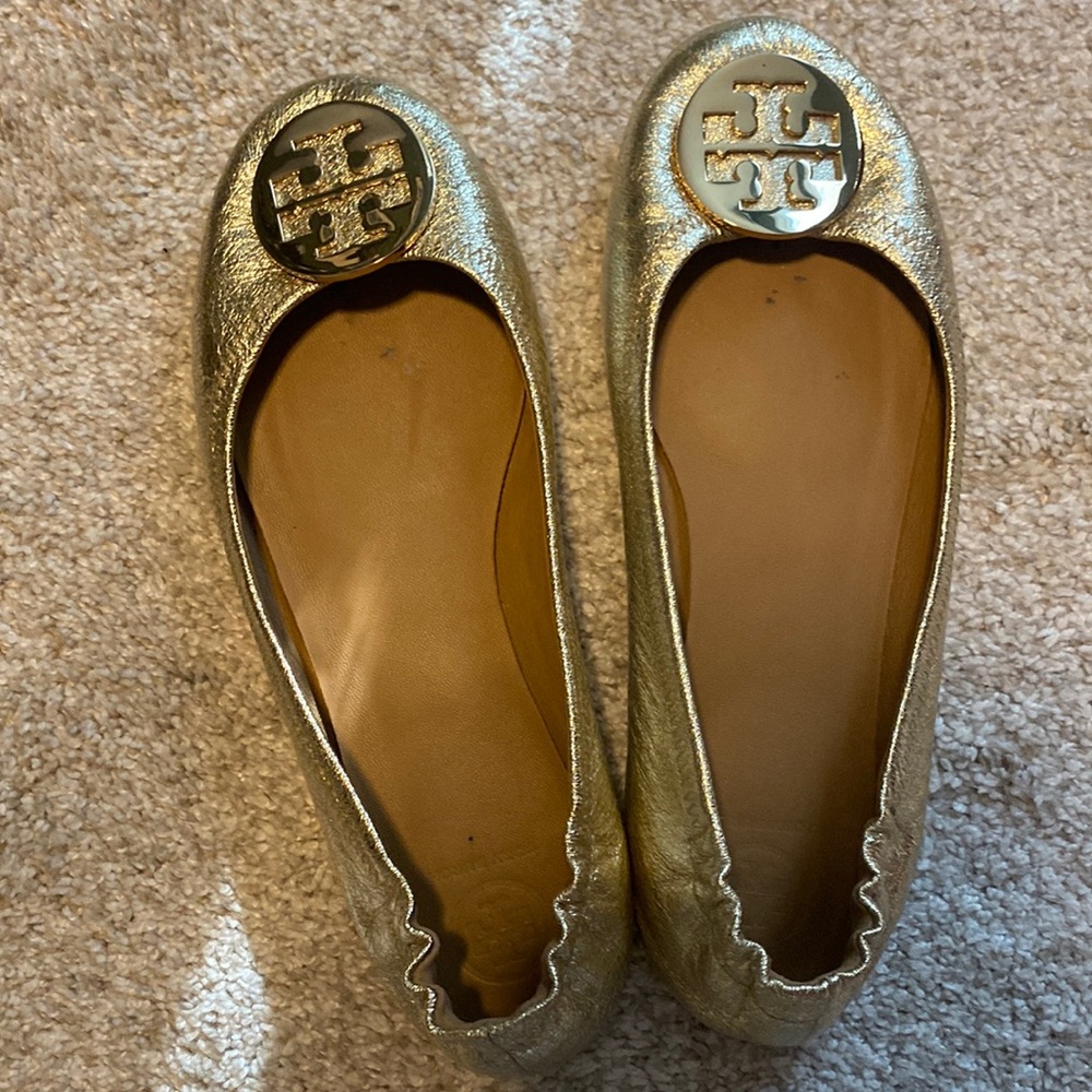 Like New Tory Burch Gold Flats